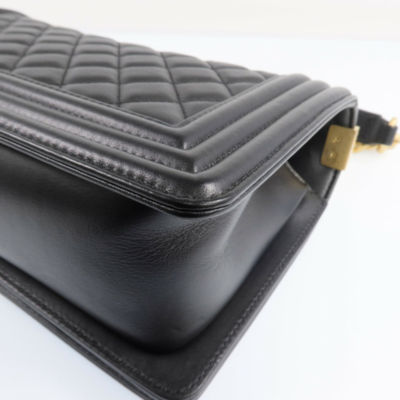 CHANEL 牛皮皮革Boy 25金扣鏈帶肩背袋-13