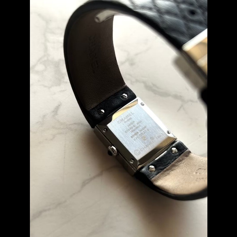 【LA LUNE】稀有中古二手Chanel Metalaase黑銀色石英古董錶金屬帶女裝手腕錶-4