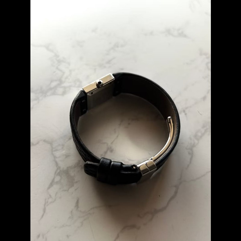 【LA LUNE】稀有中古二手Chanel Metalaase黑銀色石英古董錶金屬帶女裝手腕錶-5