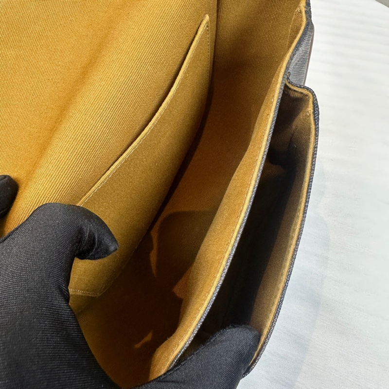 賽琳/Celine Medium Folco 中號金扣凱旋門老花馬鞍包 塗層帆布配棕色牛皮18.5x7x17cm-8