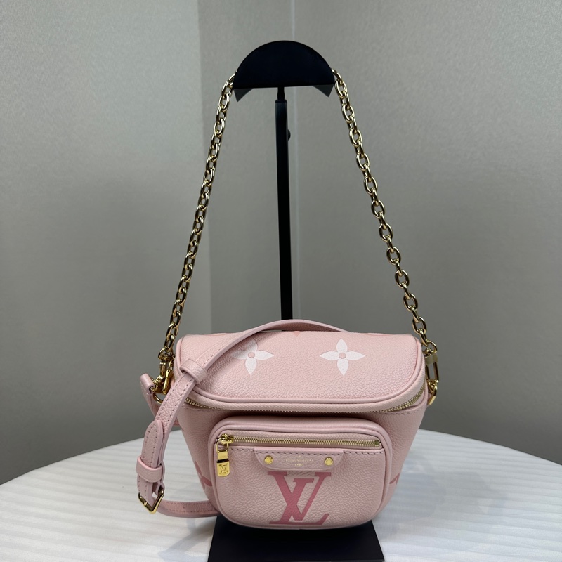 路易威登/Louis Vuitton Mini Bumbag 粉色老花壓紋牛皮斜背包17x9x12cm-9