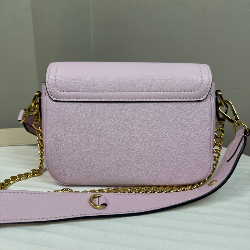 路易威登/Louis Vuitton Lockme Tender 香芋紫拼白色牛皮金扣鏈條斜背包19x8x13cm-1