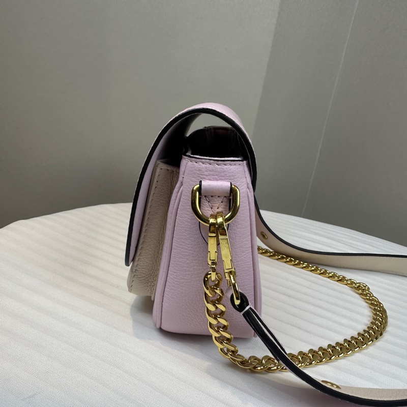 路易威登/Louis Vuitton Lockme Tender 香芋紫拼白色牛皮金扣鏈條斜背包19x8x13cm-3