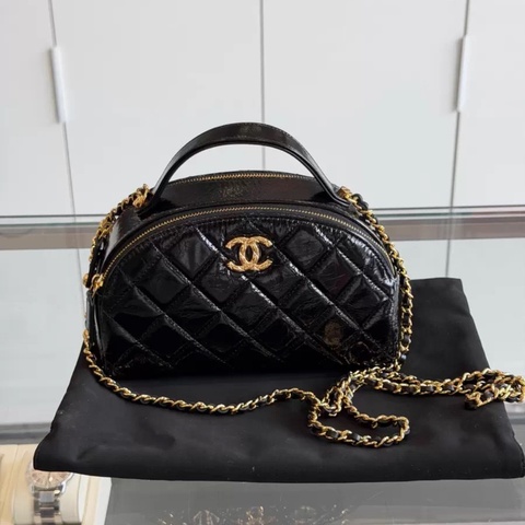 Chanel 23K波士頓 黑金手提斜挎