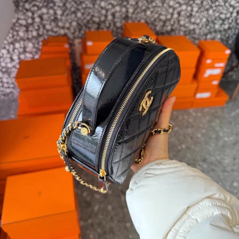 Chanel 23K波士頓 黑金手提斜挎-1