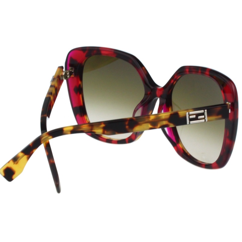 FENDI 時尚造型太陽眼鏡 (紅豹紋)-4