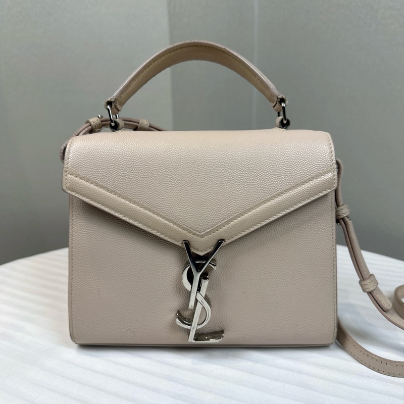 聖羅蘭/Saint Laurent Cassandra Mini Top Handle 裸膚色牛皮信封包斜背包20x7.5x16cm-0