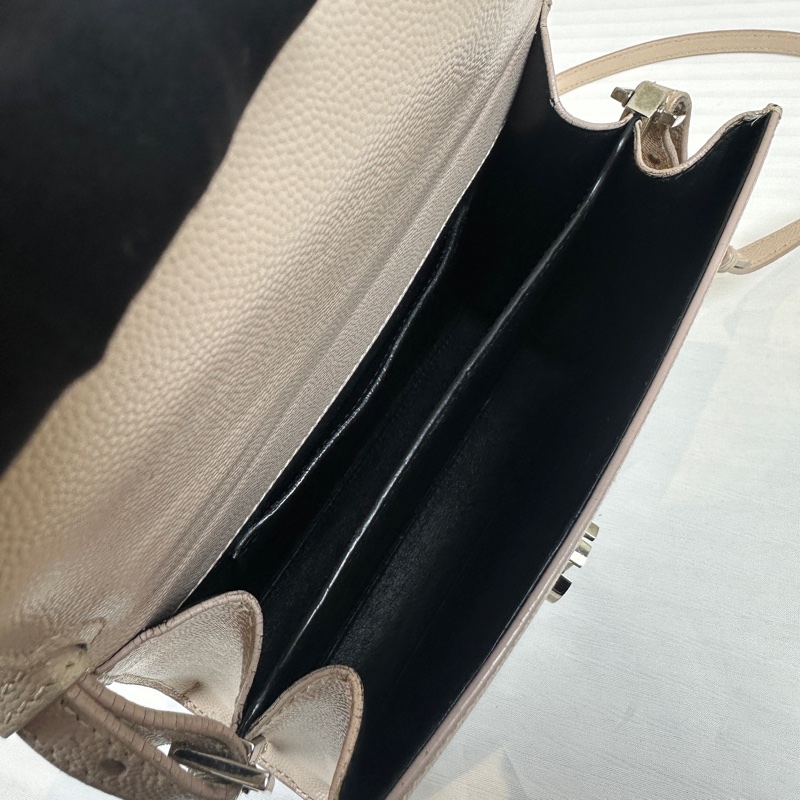 聖羅蘭/Saint Laurent Cassandra Mini Top Handle 裸膚色牛皮信封包斜背包20x7.5x16cm-8