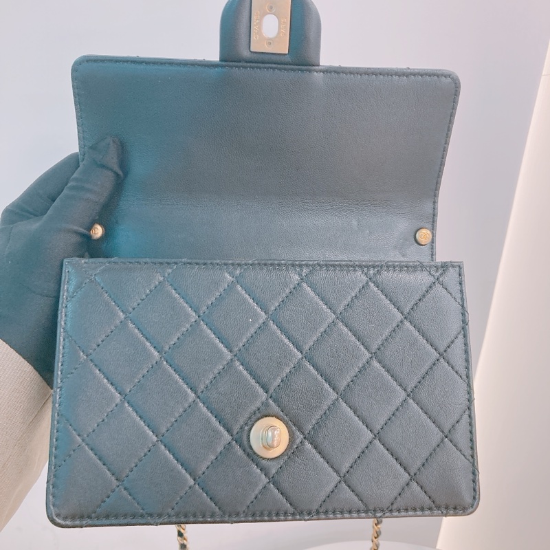 MS0520 CHANEL 香奈兒翻蓋式特別水晶字翻蓋式鏈帶包包CHIC ACRYLIC PEARL FLAP 19CM CALFSKIN-25