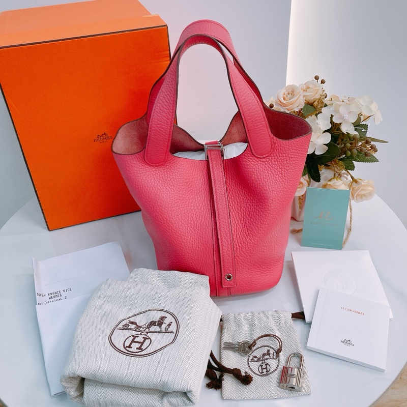 Ms0521 HERMES 香奈兒小號菜籃子手提包包PICOTIN 18 CLEMENCE 0D ROSE MEXICO-10
