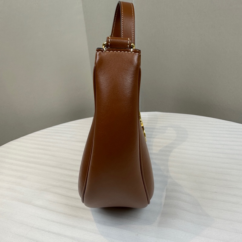 賽琳/Celine Ava Triomphe 中號棕色牛皮月牙包碗豆包25x10x17cm-2