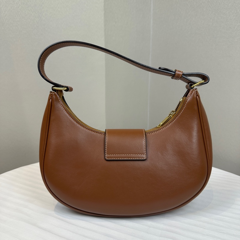 賽琳/Celine Ava Triomphe 中號棕色牛皮月牙包碗豆包25x10x17cm-10