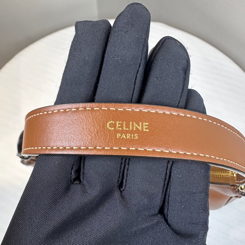 賽琳/Celine Ava Triomphe 中號棕色牛皮月牙包碗豆包25x10x17cm-13