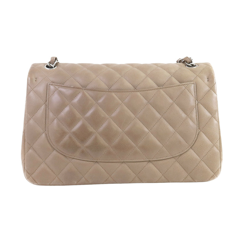 CHANEL 牛皮皮革Large Classic銀扣鏈帶肩背袋-1