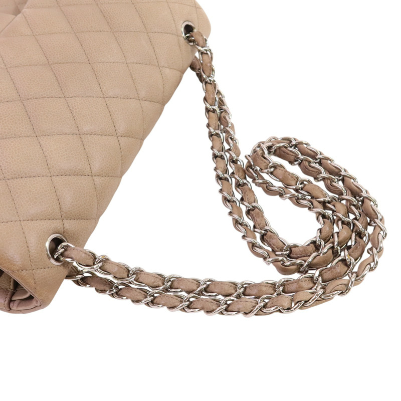 CHANEL 牛皮皮革Large Classic銀扣鏈帶肩背袋-6