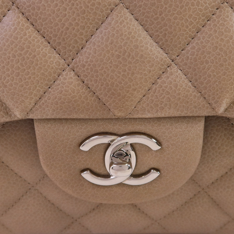 CHANEL 牛皮皮革Large Classic銀扣鏈帶肩背袋-13