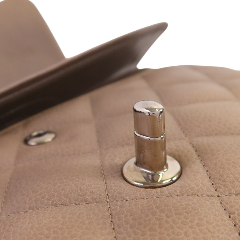 CHANEL 牛皮皮革Large Classic銀扣鏈帶肩背袋-15