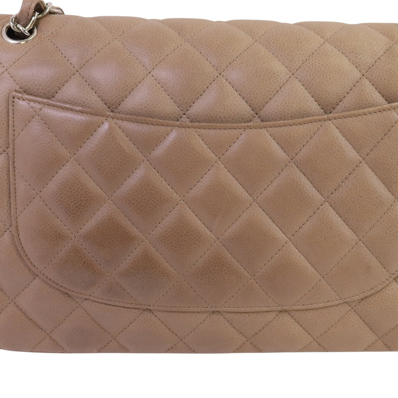 CHANEL 牛皮皮革Large Classic銀扣鏈帶肩背袋-16