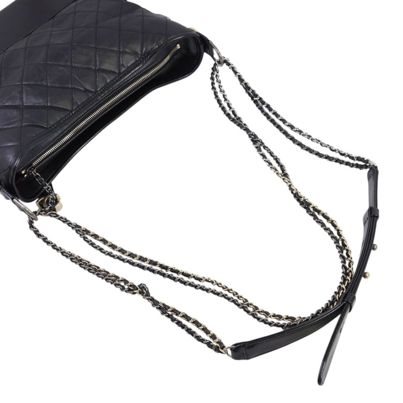 CHANEL 牛皮皮革Medium Gabrielle金扣鏈帶肩背袋-7