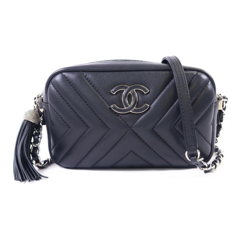 CHANEL 羊皮皮革Shoulder Bag銀扣鏈帶肩背袋