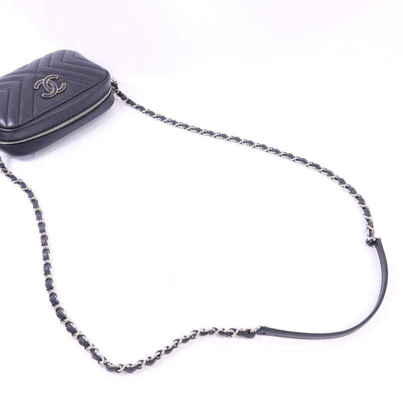 CHANEL 羊皮皮革Shoulder Bag銀扣鏈帶肩背袋-4