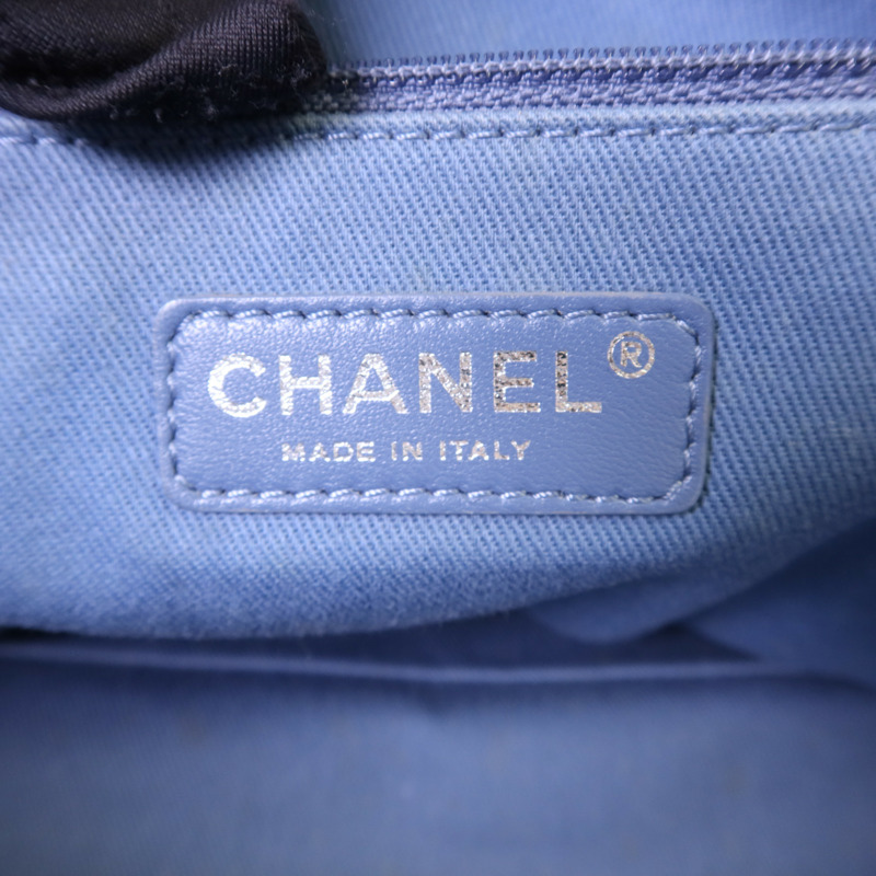 CHANEL 拉菲草Deauville Tote Bag銀扣手挽肩背兩用袋-6