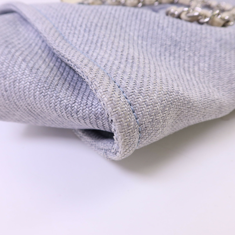 CHANEL 拉菲草Deauville Tote Bag銀扣手挽肩背兩用袋-11