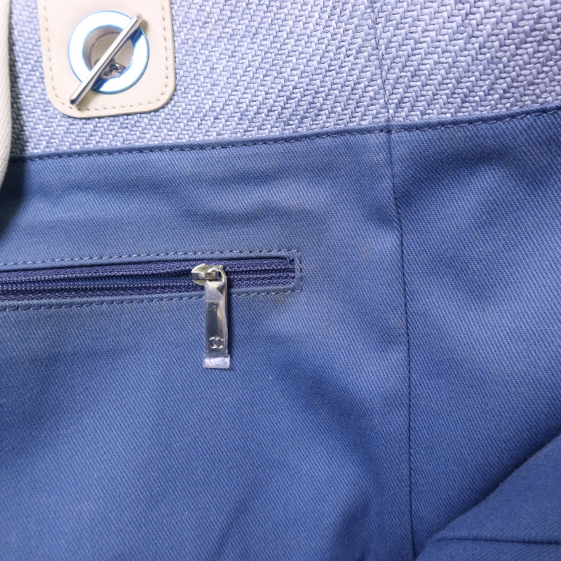 CHANEL 拉菲草Deauville Tote Bag銀扣手挽肩背兩用袋-18