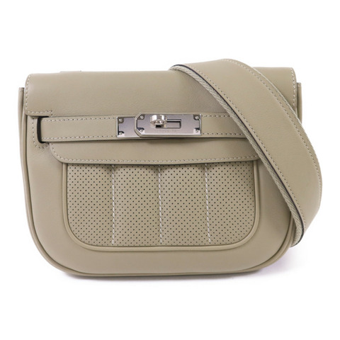 HERMES Swift皮革Mini Berline銀扣肩背袋Sauge