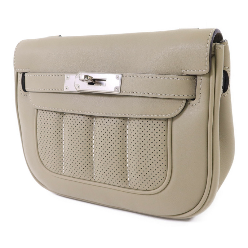 HERMES Swift皮革Mini Berline銀扣肩背袋Sauge-2