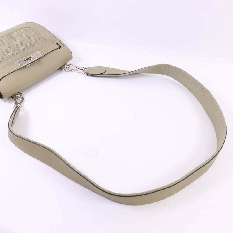 HERMES Swift皮革Mini Berline銀扣肩背袋Sauge-4