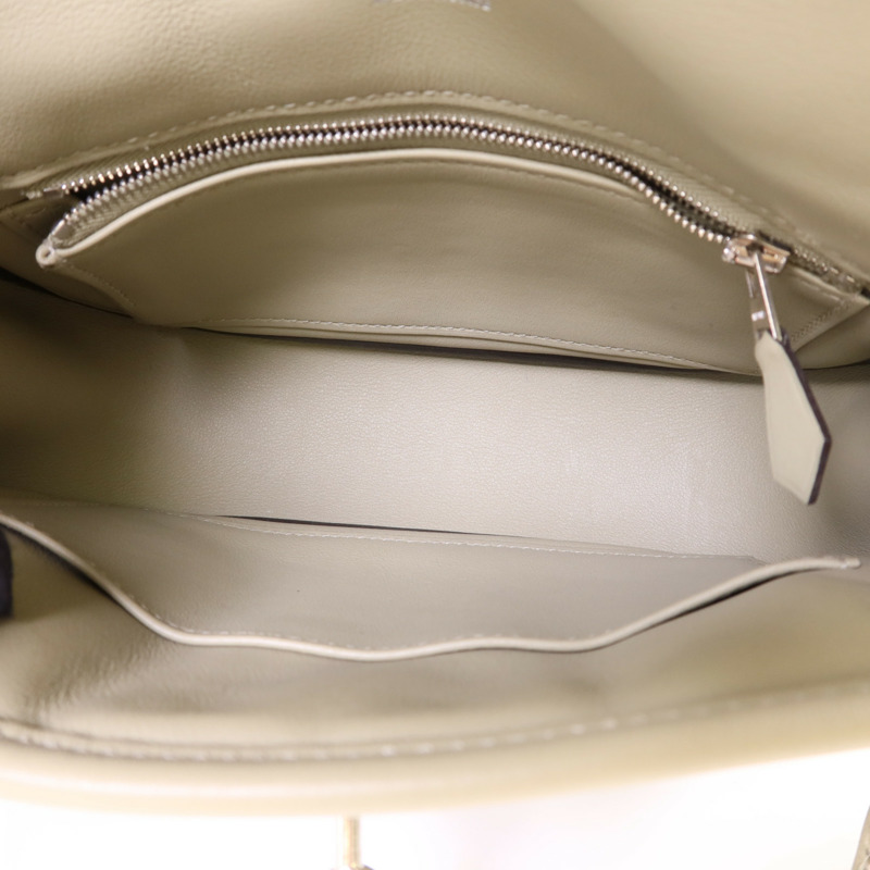 HERMES Swift皮革Mini Berline銀扣肩背袋Sauge-5
