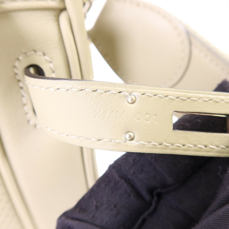 HERMES Swift皮革Mini Berline銀扣肩背袋Sauge-7