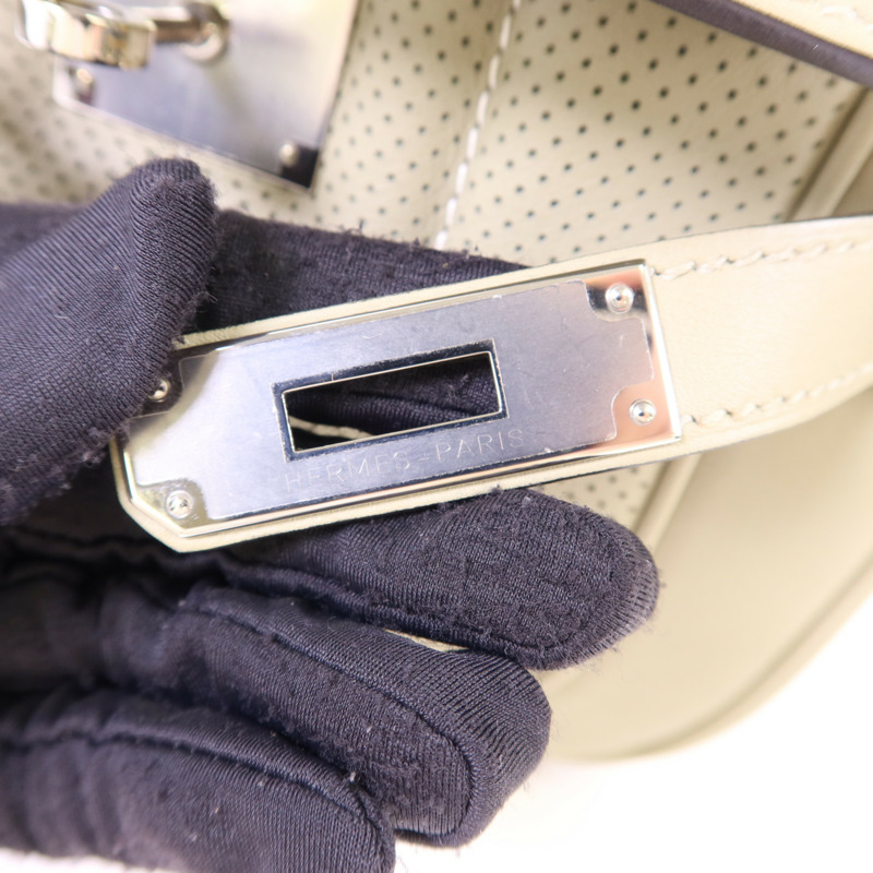 HERMES Swift皮革Mini Berline銀扣肩背袋Sauge-8