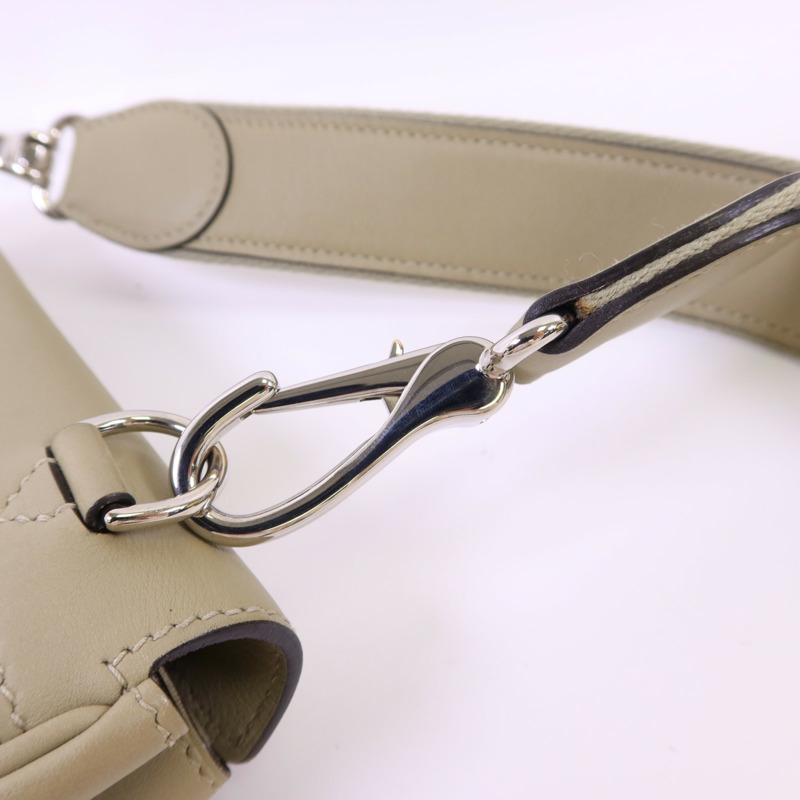 HERMES Swift皮革Mini Berline銀扣肩背袋Sauge-10