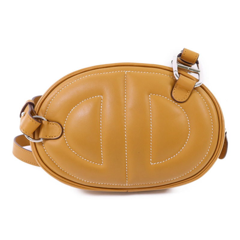 HERMES Swift皮革In The Loop Belt Bag銀扣腰包Sesame/Celeste-1