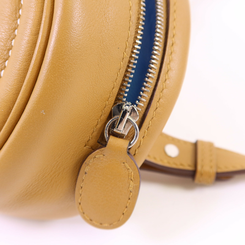 HERMES Swift皮革In The Loop Belt Bag銀扣腰包Sesame/Celeste-8
