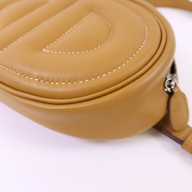 HERMES Swift皮革In The Loop Belt Bag銀扣腰包Sesame/Celeste-10