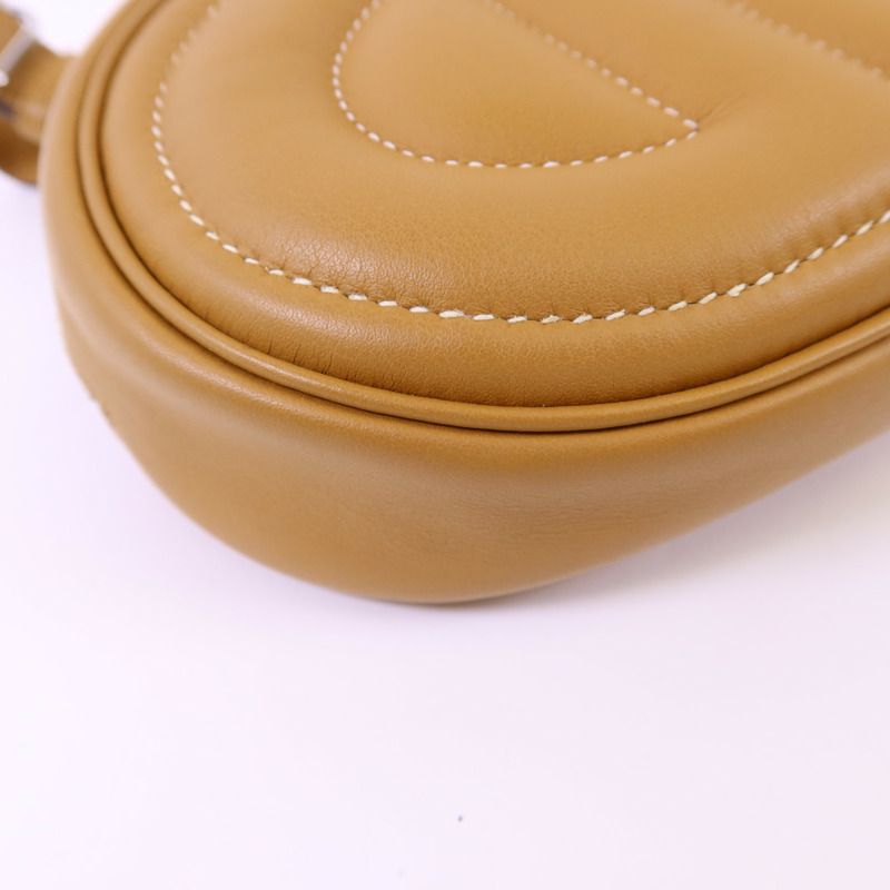 HERMES Swift皮革In The Loop Belt Bag銀扣腰包Sesame/Celeste-11