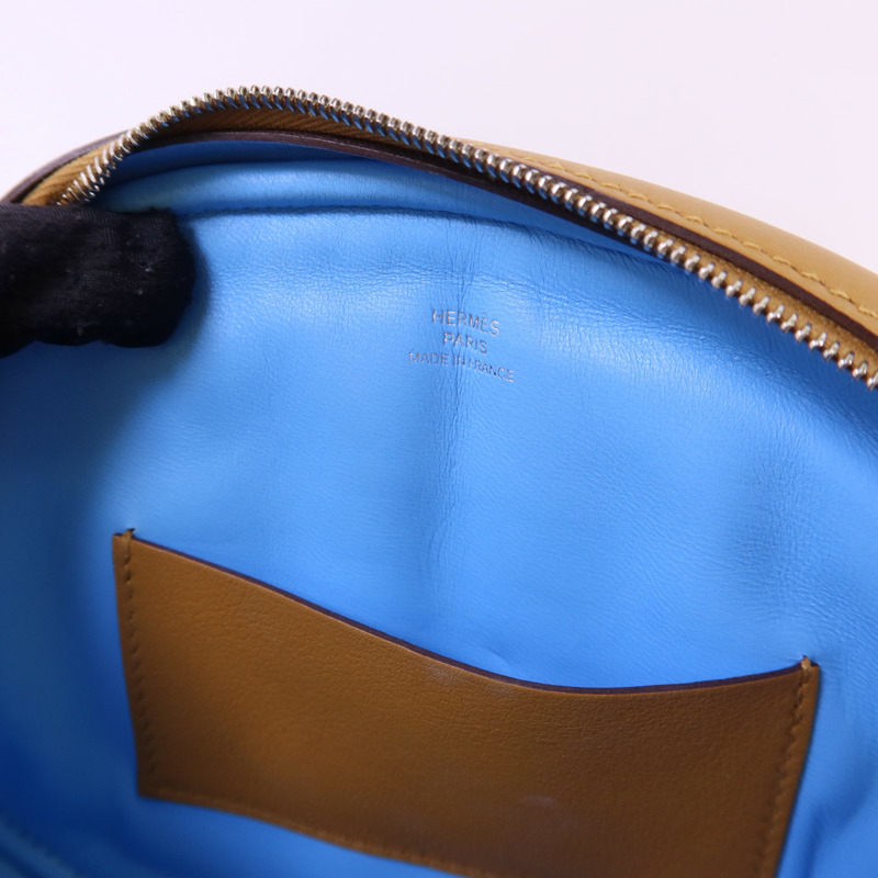 HERMES Swift皮革In The Loop Belt Bag銀扣腰包Sesame/Celeste-15