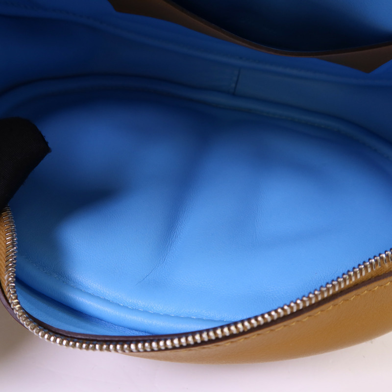 HERMES Swift皮革In The Loop Belt Bag銀扣腰包Sesame/Celeste-16