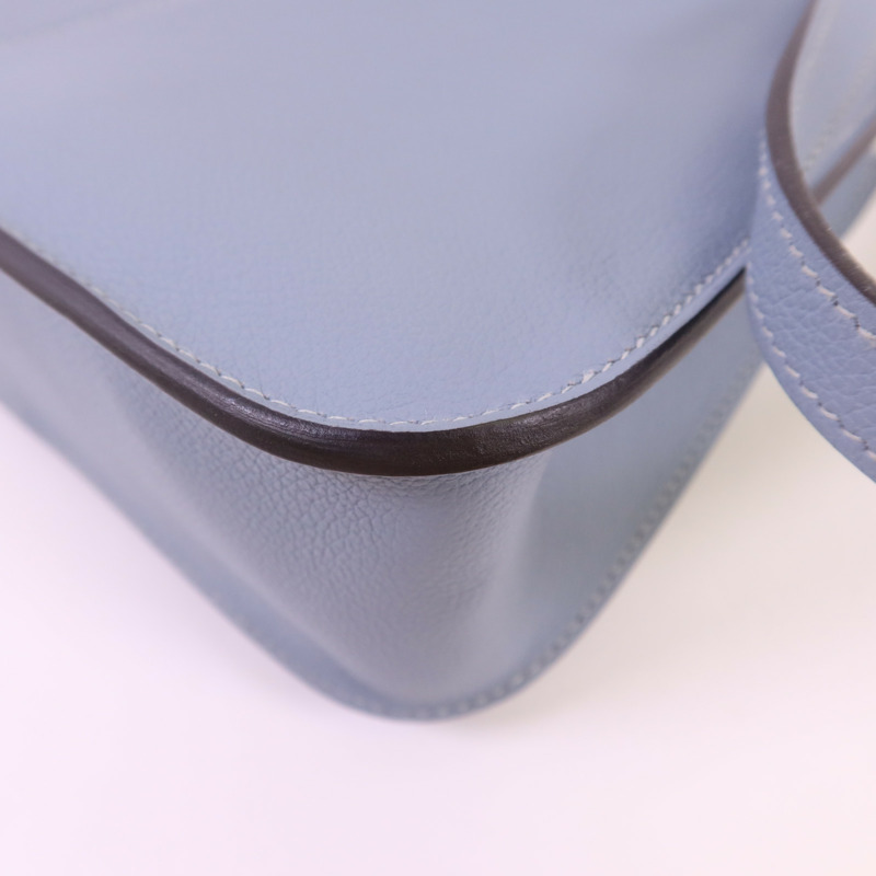 HERMES Evercolor皮革/Swift皮革Halzan 25銀扣手挽肩背兩用袋Bleu Lin/Gris Perle-11