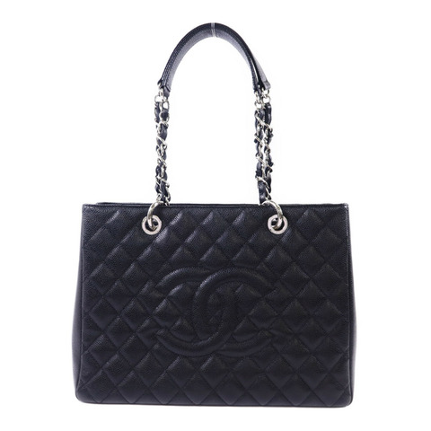 CHANEL 牛皮皮革GST Grand Shopping Tote Bag銀扣鏈帶肩背袋