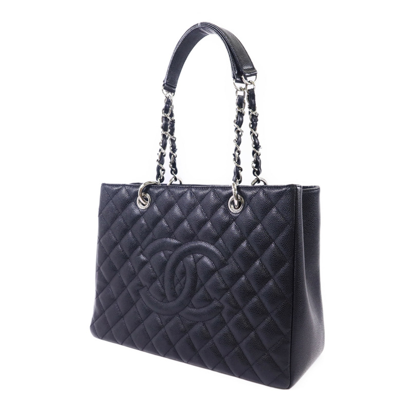 CHANEL 牛皮皮革GST Grand Shopping Tote Bag銀扣鏈帶肩背袋-2