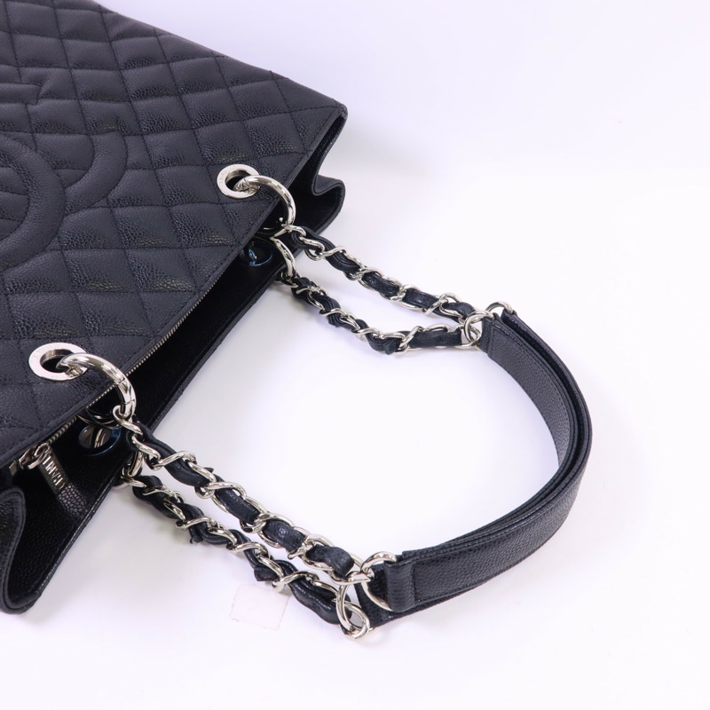 CHANEL 牛皮皮革GST Grand Shopping Tote Bag銀扣鏈帶肩背袋-4