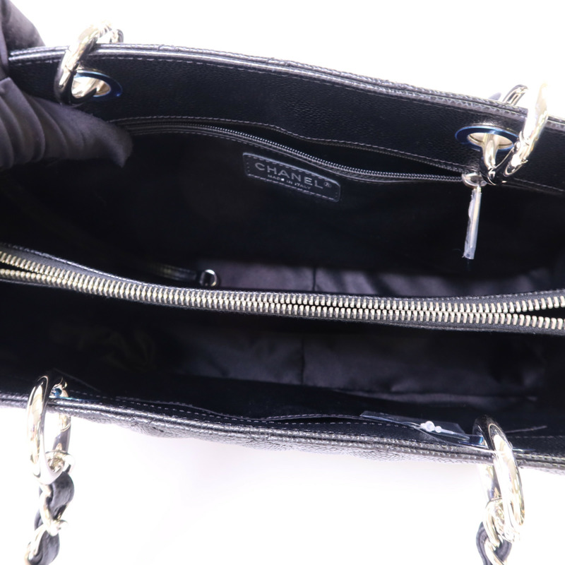 CHANEL 牛皮皮革GST Grand Shopping Tote Bag銀扣鏈帶肩背袋-5