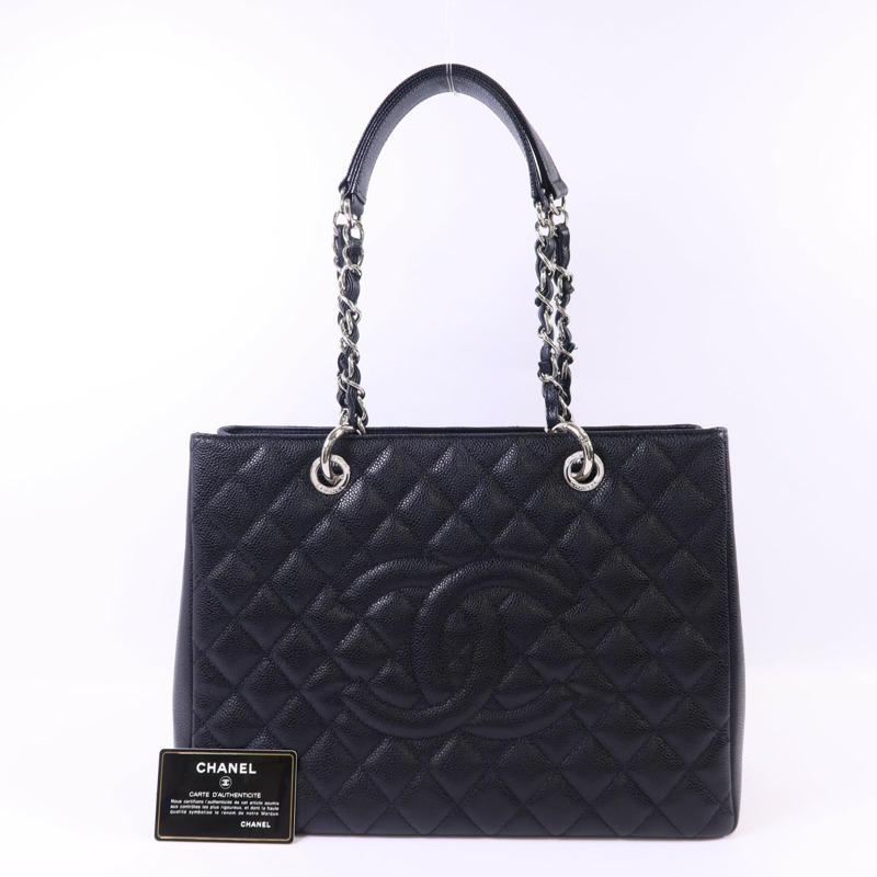 CHANEL 牛皮皮革GST Grand Shopping Tote Bag銀扣鏈帶肩背袋-15