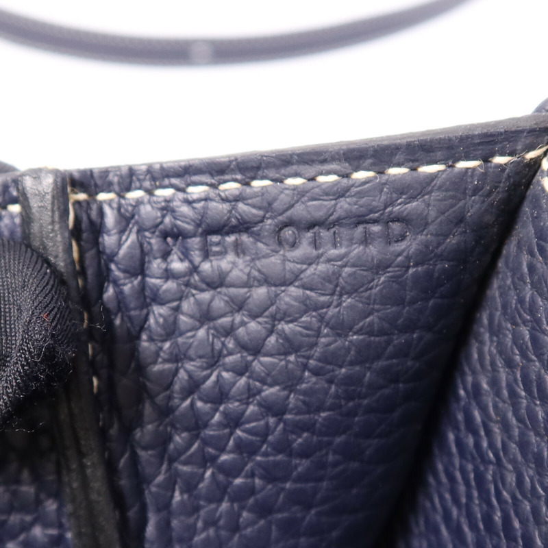 HERMES Clemence皮革Halzan 31銀扣手挽肩背兩用袋Bleu Nuit-7