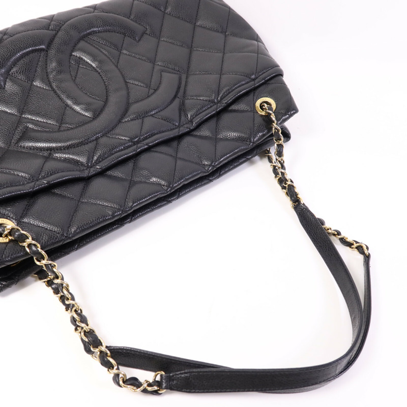 CHANEL 牛皮皮革Tote Bag金扣鏈帶肩背袋-7