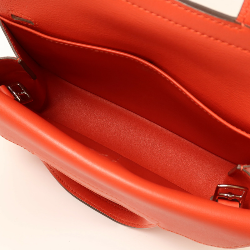 HERMES Swift皮革Mini Halzan銀扣手挽肩背兩用袋Rouge Pivoine-4